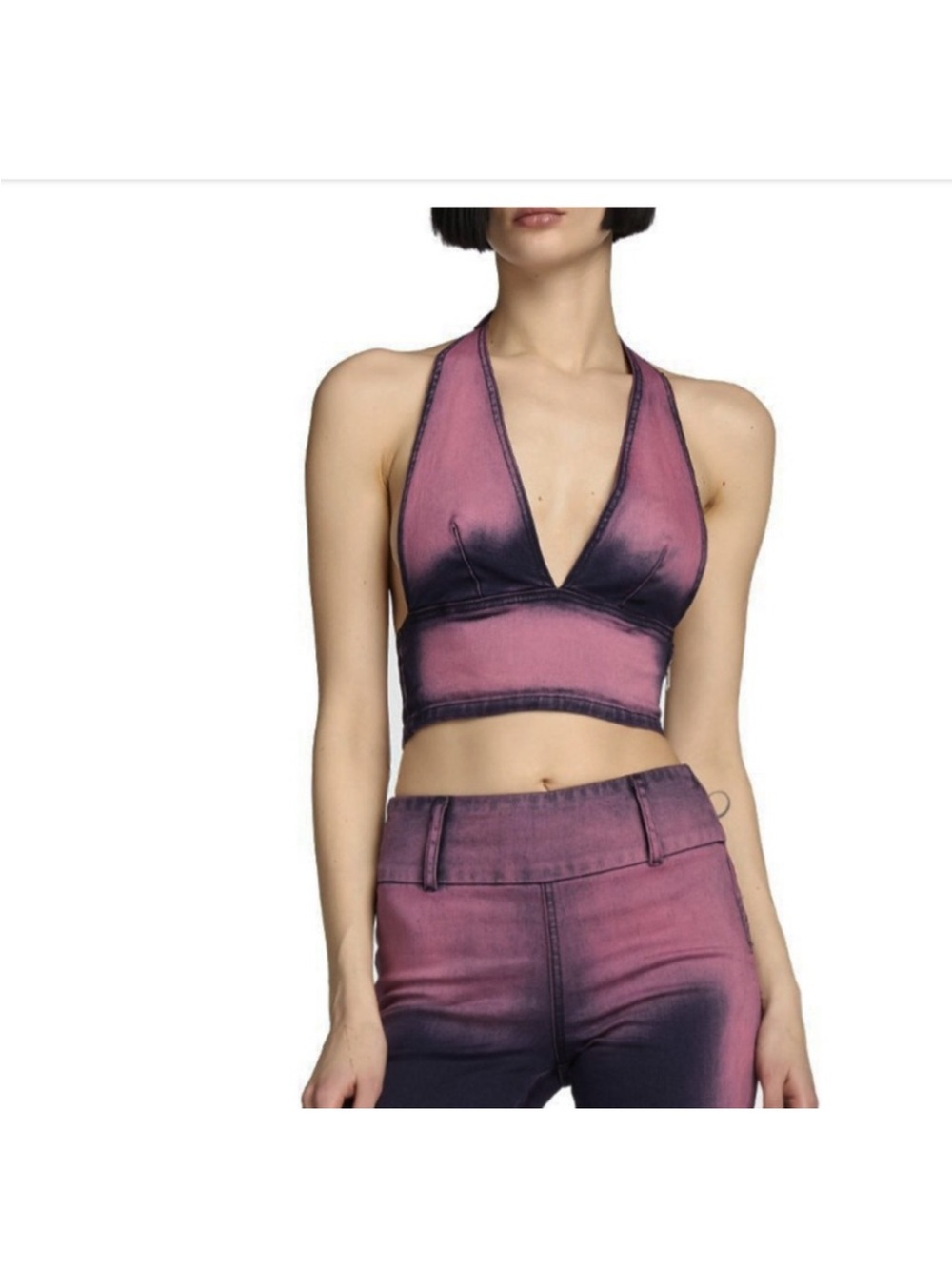 I.AM.GIA Pink Ombre Halter Crop Top